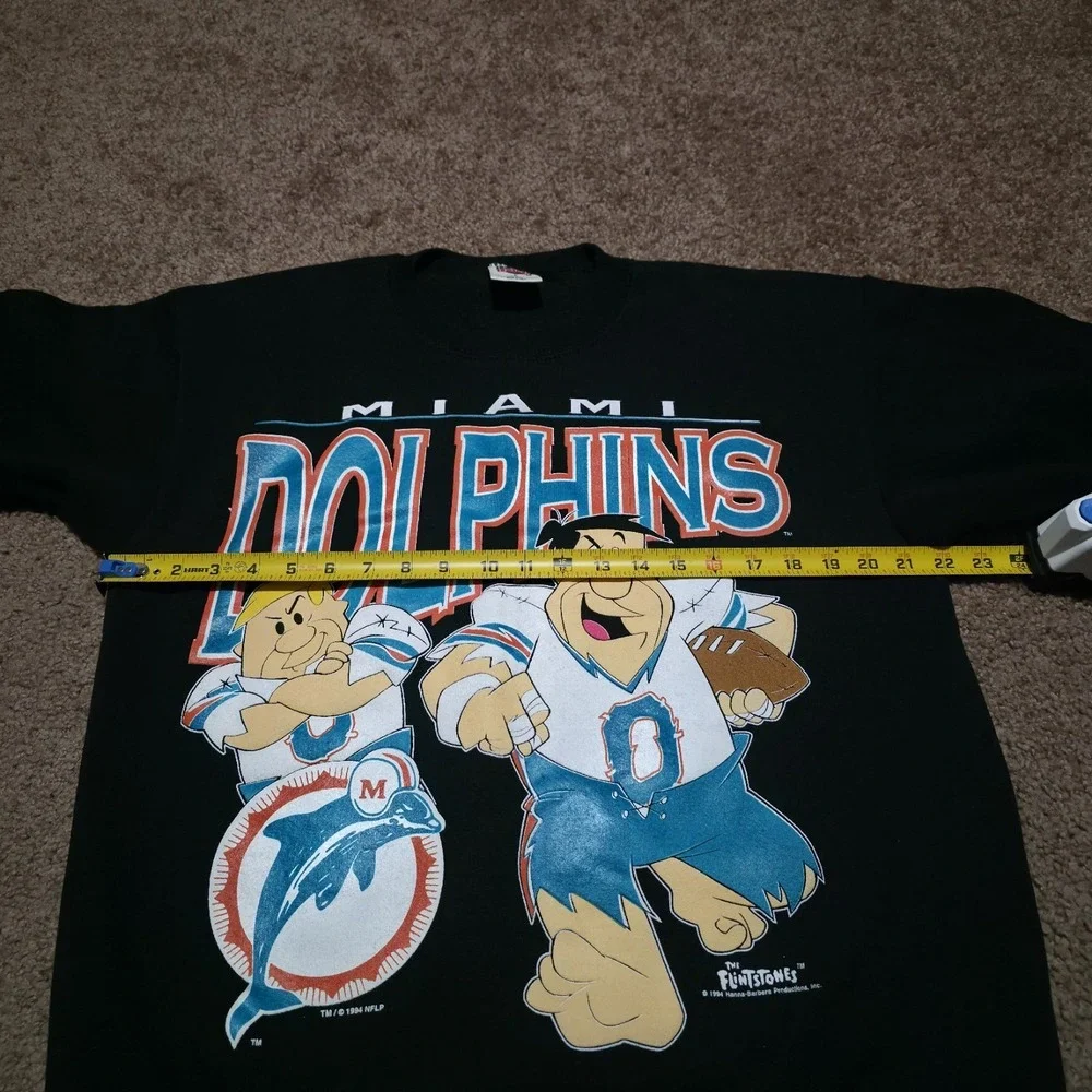Vintage 1994 Miami Dolphins Flintstones Black NFL Football Sweater Men's Large‎